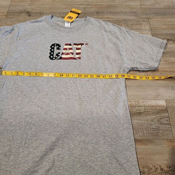 NEW CAT American Flag Logo Graphic Tee Shirt New With Tags Men's Size Large - Picture 5 of 6